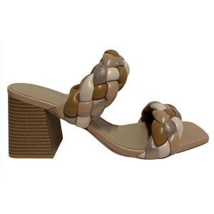 SODA / Buggy-S / Braided / Block Heel / Sandals With Square / Toe & Multi-Tone /